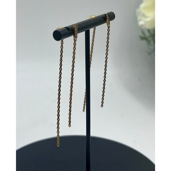 Sterling silver 925 TH Vermeil Pave Top Long Dangle Duster Front Back Earrings - Picture 2 of 12